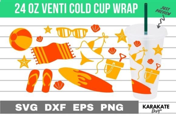 Beach, 24 Oz Venti Cup Wrap