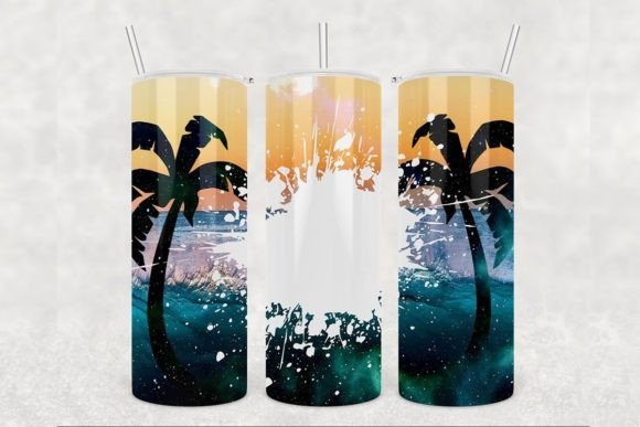 Beach Splash Palm Tree Tumbler 20oz