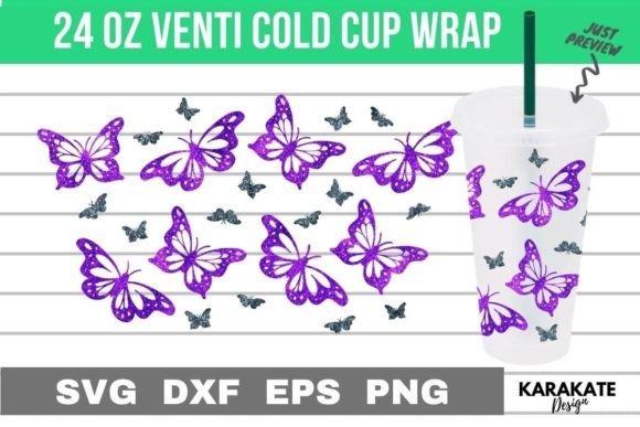Big Butterfly, 24 Oz Venti Cup Wrap