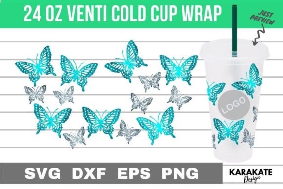 Butterfly, 24 Oz Venti Cup Hold Wrap