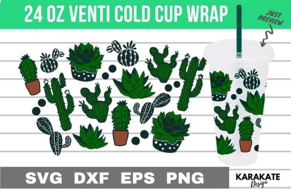 Cactus Plants, 24 Oz Venti Cup Wrap