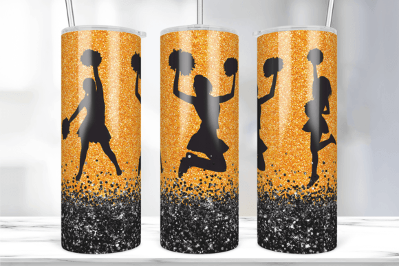 Cheer Orange Black Glitter Tumbler Wrap