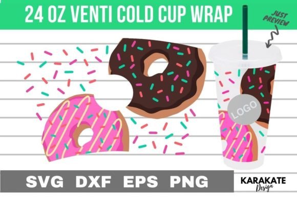 Donuts, 24 Oz Venti Cup Hole Wrap