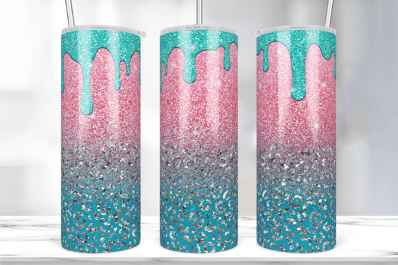 Dripping Glitter Leopard Tumbler Wrap
