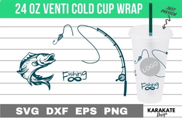 Fishing, 24 Oz Venti Cup Wrap