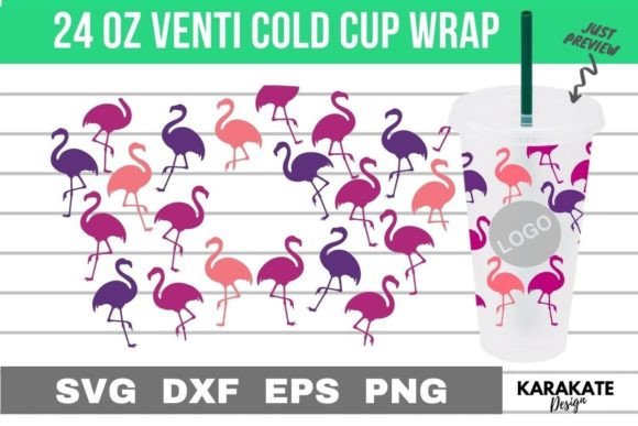 Flamingo, 24 Oz Venti Cup Wrap
