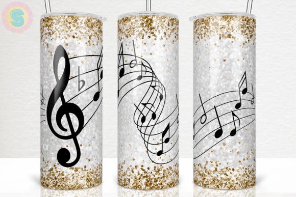 Glitter Music Note 20Oz Tumbler Wrap PNG