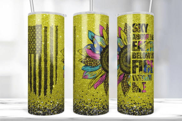 Glitter Sunflower Leopard Tumbler Wrap