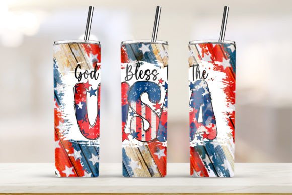 God Bless the USA Tumbler 20oz Skinny