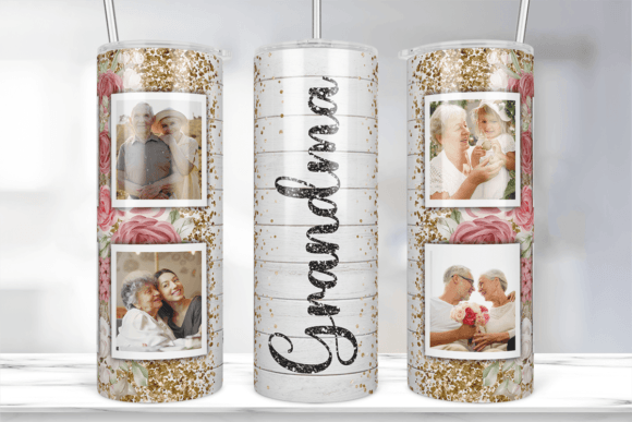 Grandma Pink Rose Picture Frame Tumbler