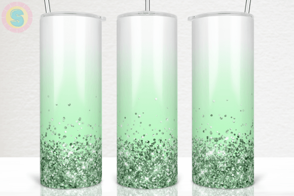 Green Glitter Tumbler Wrap PNG Design