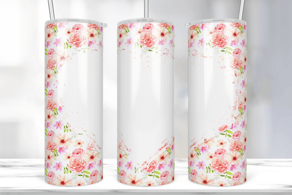 Heart Blank Floral Tumbler Wrap