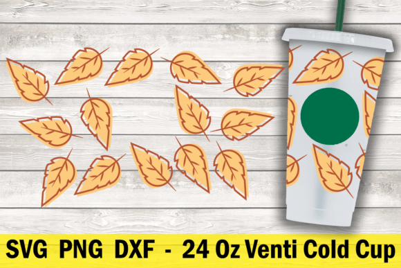 Leaf Design 24 Oz Cold Cup Wrap