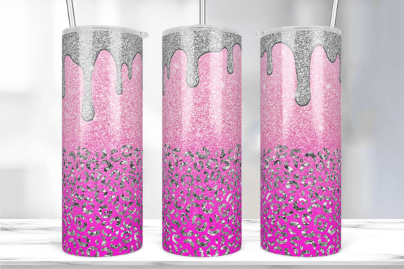 Leopard Glitter Drip Tumbler Wrap