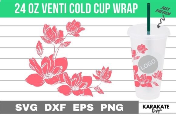 Lotus Wreath, 24 Oz Venti Cup Wrap