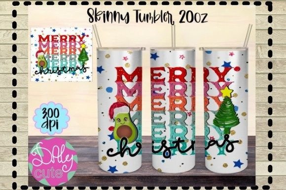 Merry Christmas Tumbler PNG, Avocado