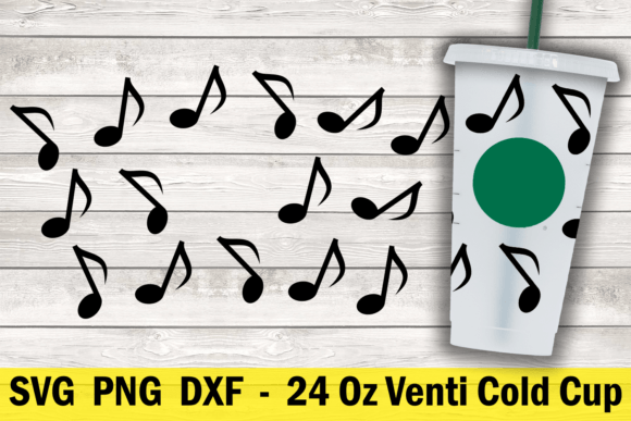 Musical Notes 24 Oz Cold Cup Wrap Design