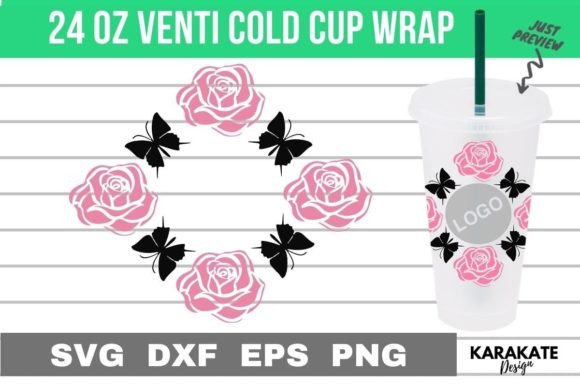 Roses and Butterfly 24oz Venti Cup Wrap