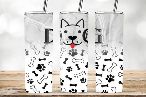 White Dog Tumbler, Dog Feet Tumbler PNG